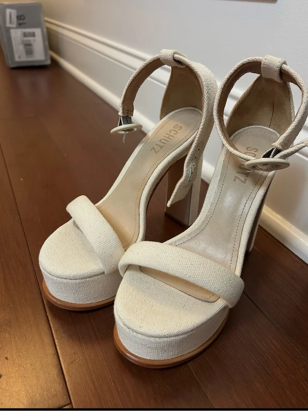 SCHUTZ Cream Platform Ankle-Strap Sandals